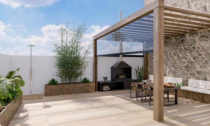 Espace de vie extérieur convivial